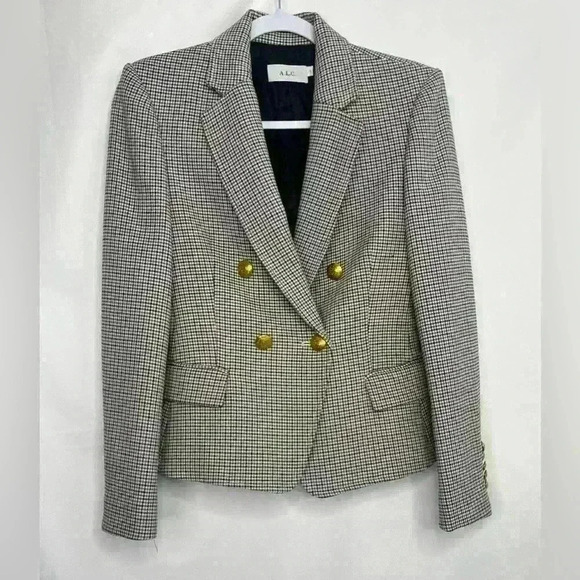 A.L.C Sedgwick Houndstooth Double Breasted Blazer Size 2 - Picture 3 of 13